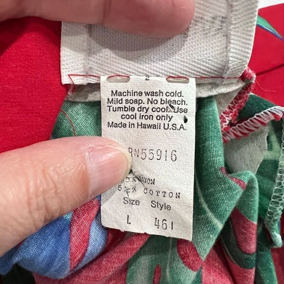 Vintage Banana Bay Red Tropical Leaf Hawaiian Dress‎ - Picture 5 of 9